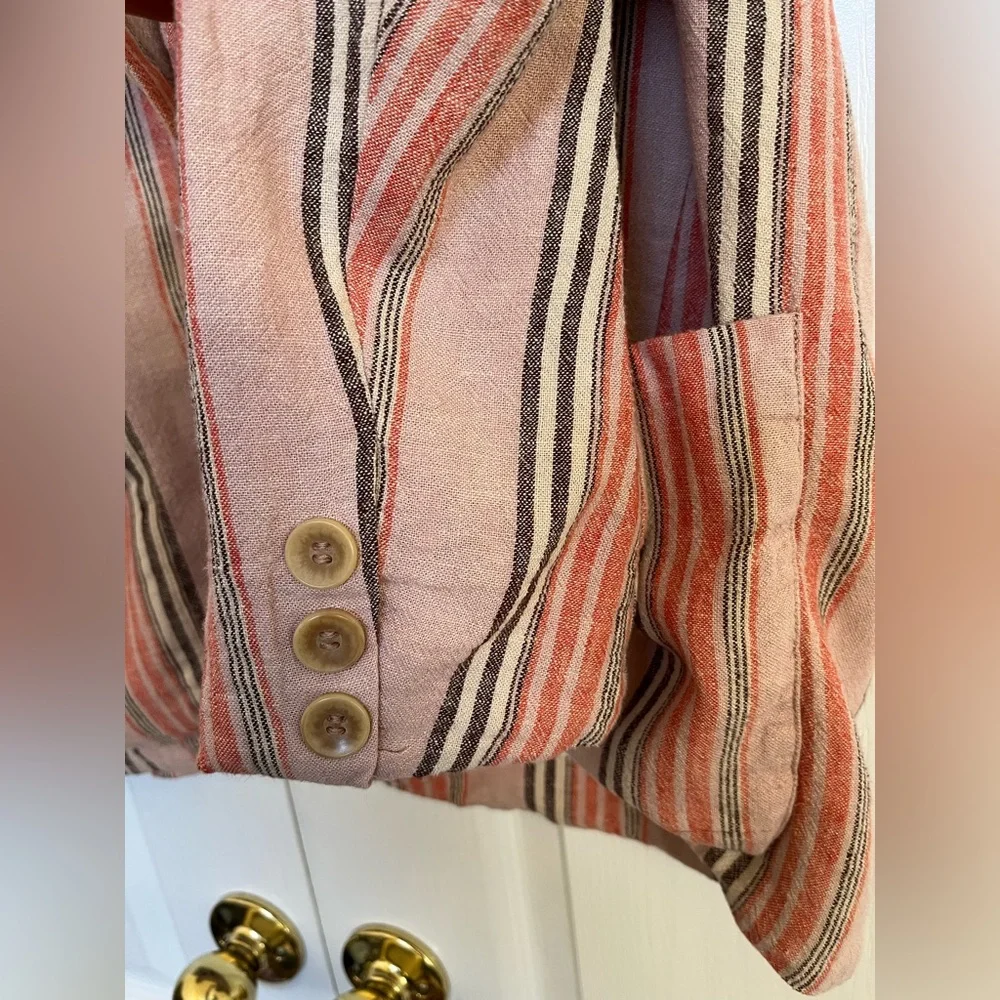 Free People Pink and Cream Striped Blazer - Picture 3 of 12